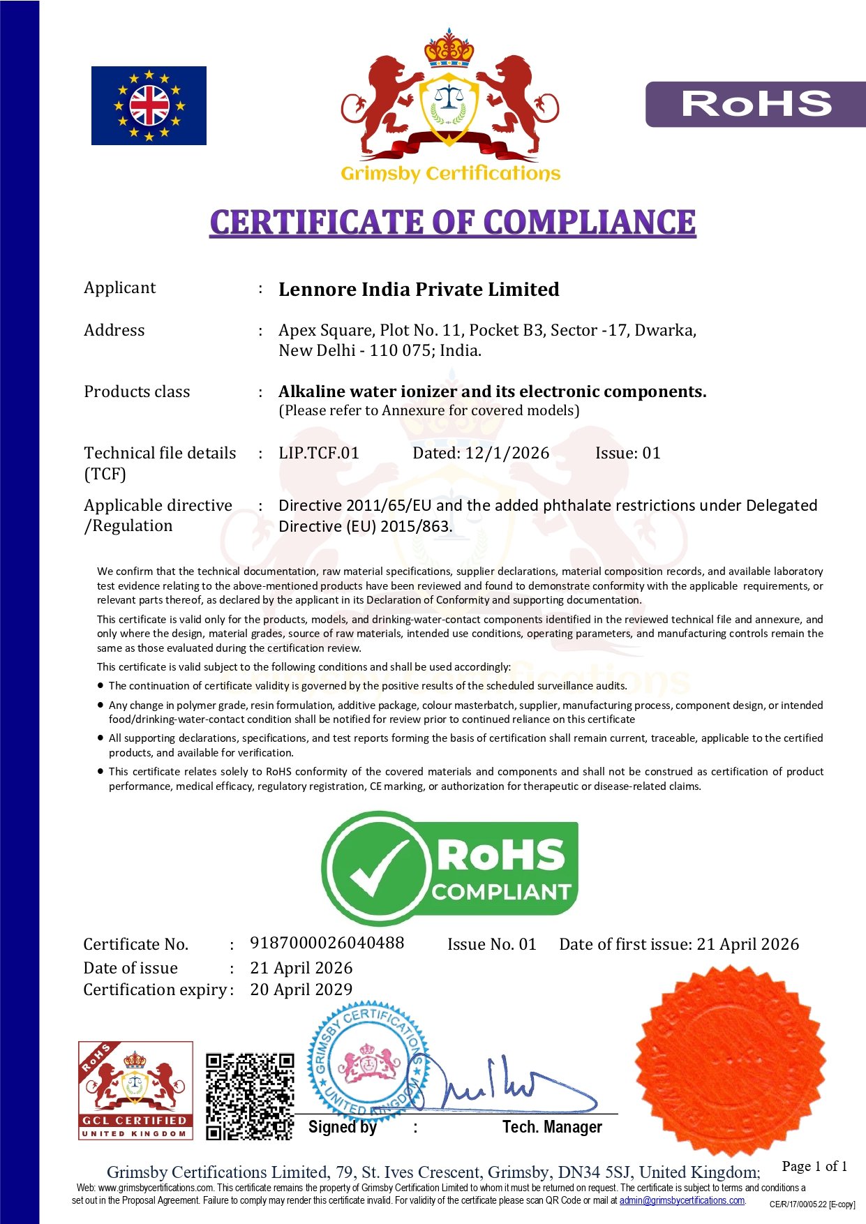 Lennore certification 2