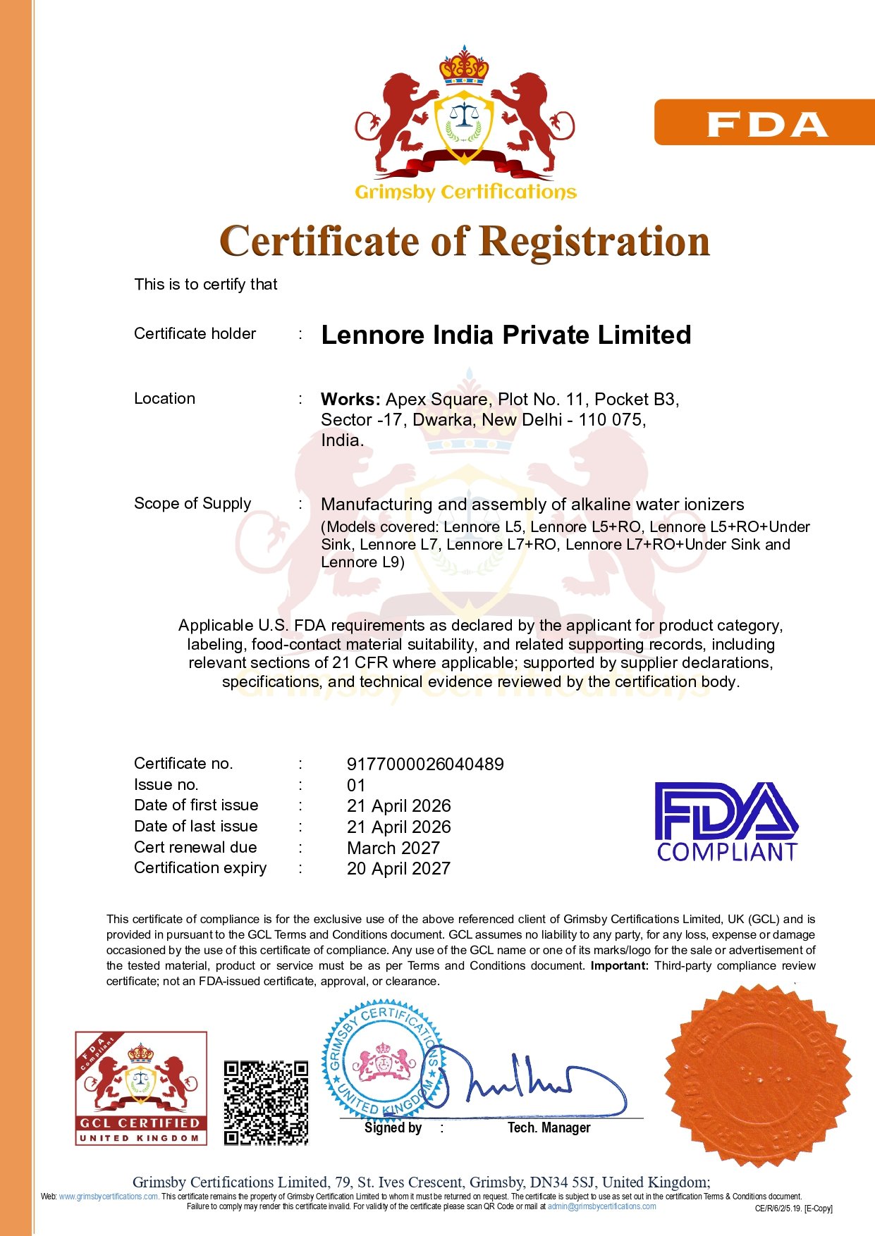 Lennore certification 3