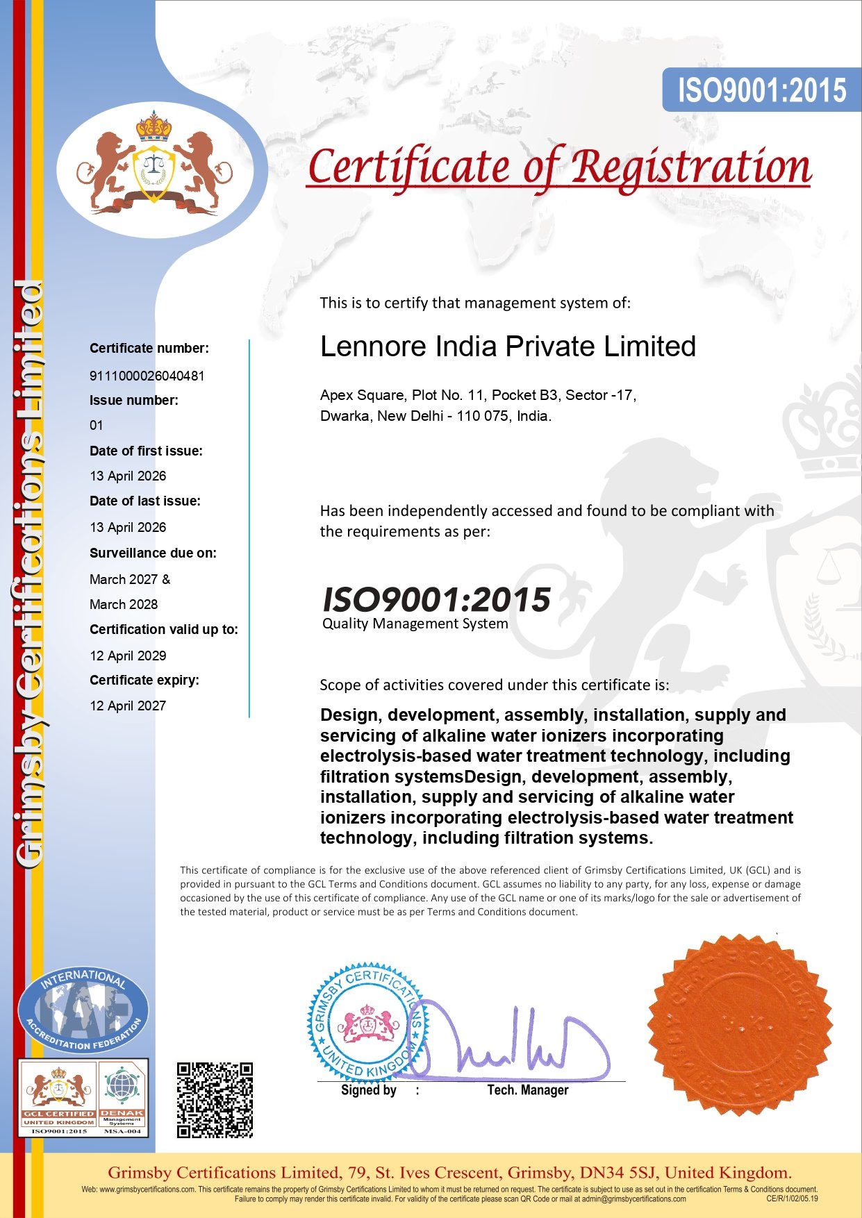 Lennore certification 5